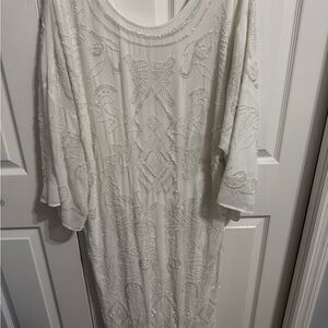Elegant White Beaded Dress
